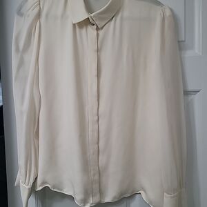 Anne Klein silk blouse cream size 14